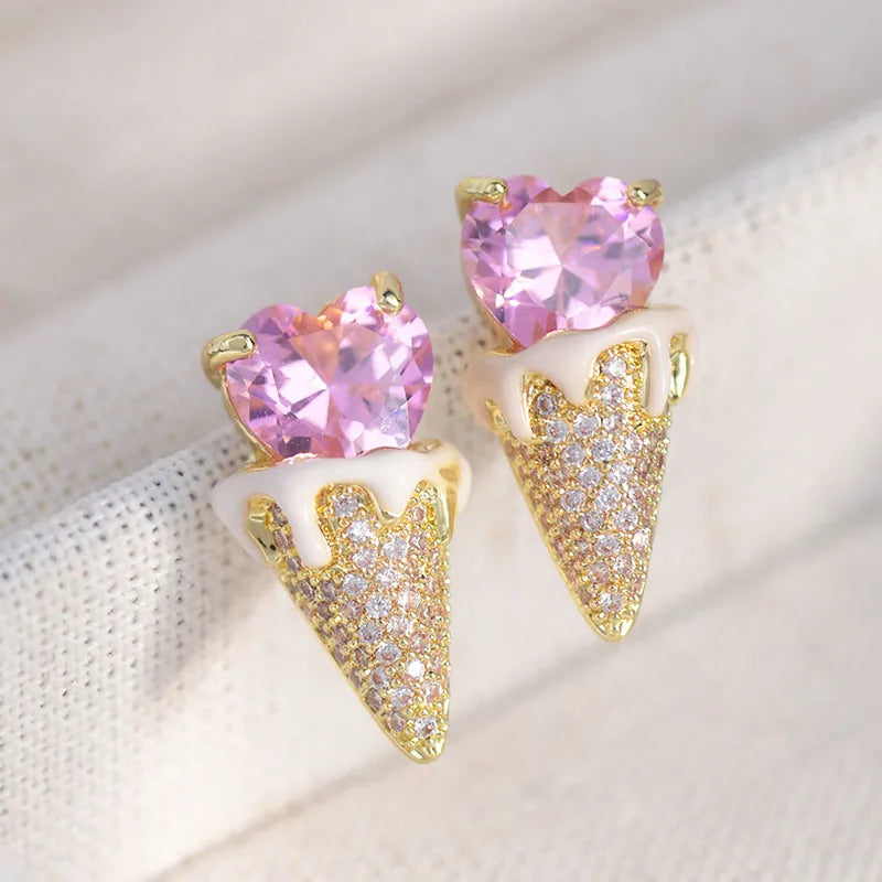 Cute Pink Bow Earrings , Kawaii Jewelry , Cute Jewelry - 14k gold plated