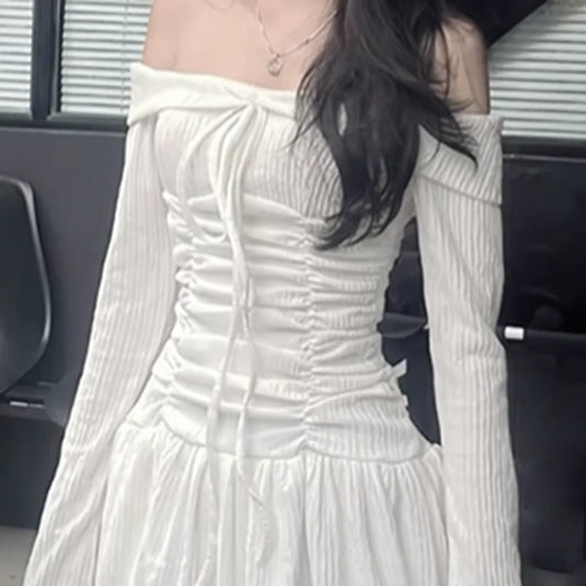 Cute Off Shoulder Long Sleeve Dress