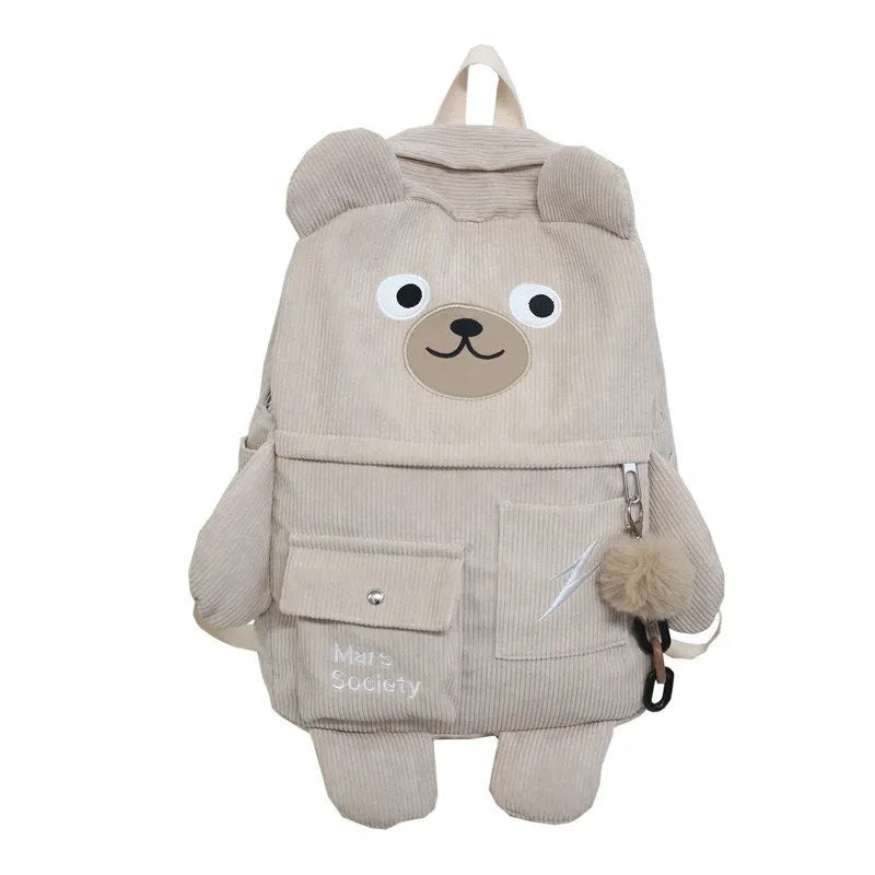 Kawaii Corduroy Bear Backpack