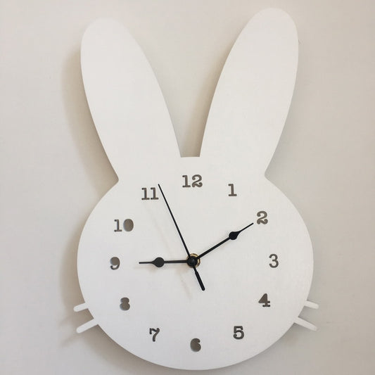 Kawaii Bunny Shaped Wall Clock in White
