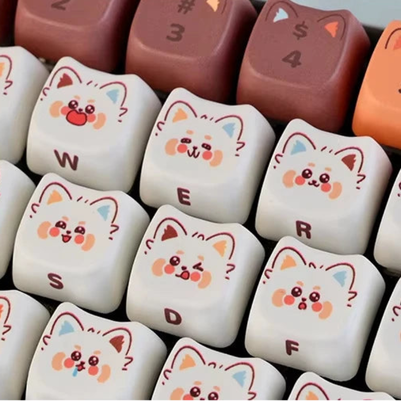 Keyboard with red panda keycaps.