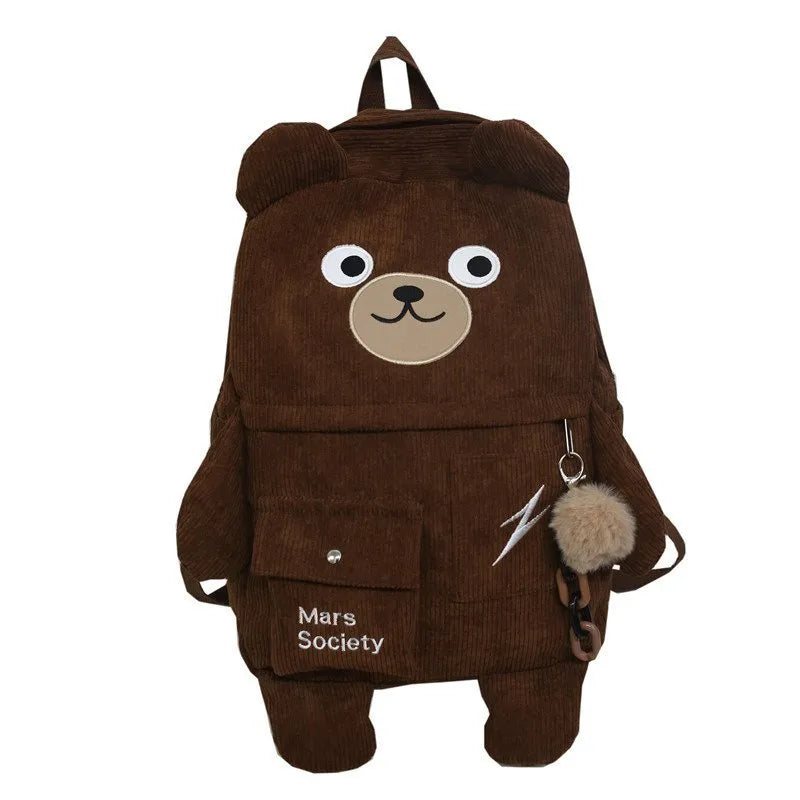 Kawaii Corduroy Bear Backpack