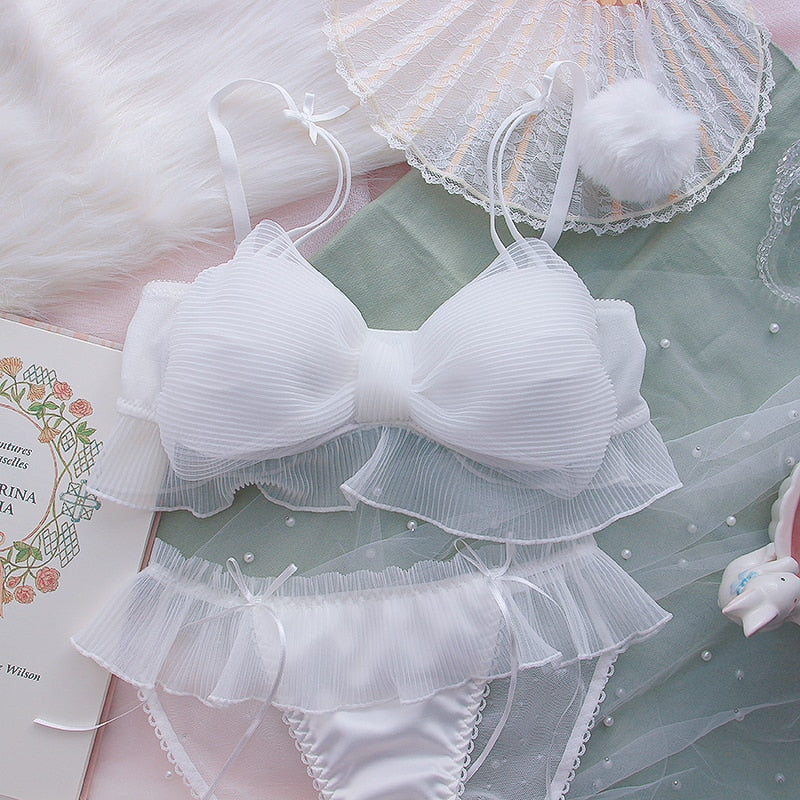 Kawaii White Sweet Bralette Set