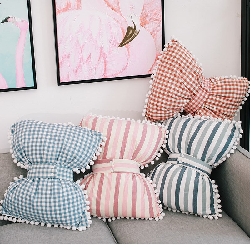 Kawaii Yellow Bow Shaped Decorative Pillows