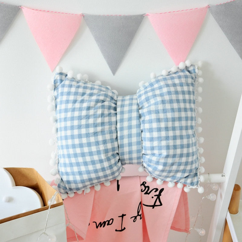 Kawaii Blue Bow Shaped Decorative Pillow