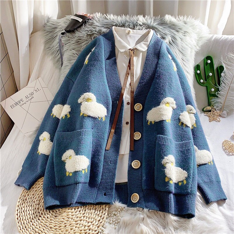 Kawaii Casual Sheep Cardigan Sweater