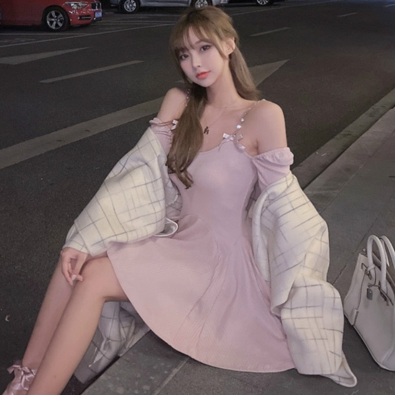 Kawaii Knit One-Piece Ballerina Dress