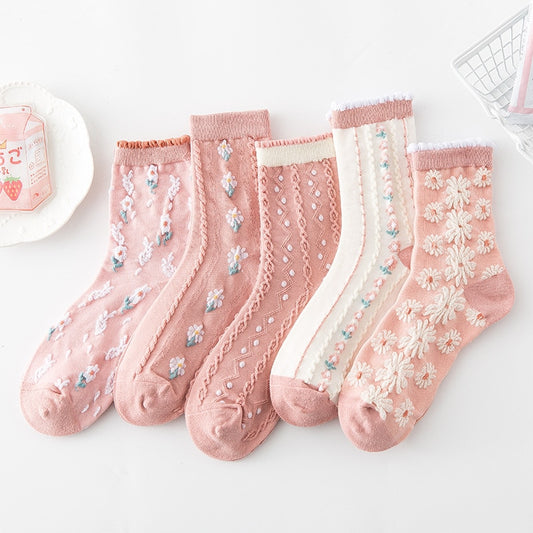 Kawaii Floral Embroidery Socks