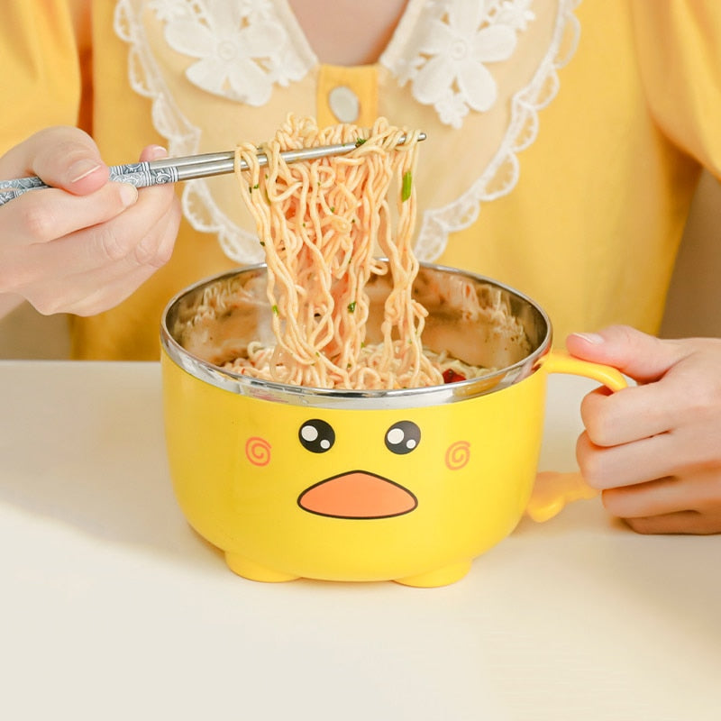 Kawaii Duck Ramen Bowl With Lid