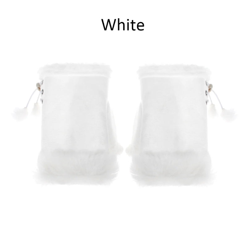 White fingerless gloves on a white background with 'White' text above.