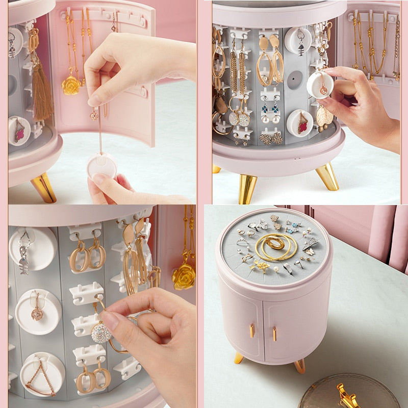 Kawaii Pink Crown Rotating Jewelry Organizer