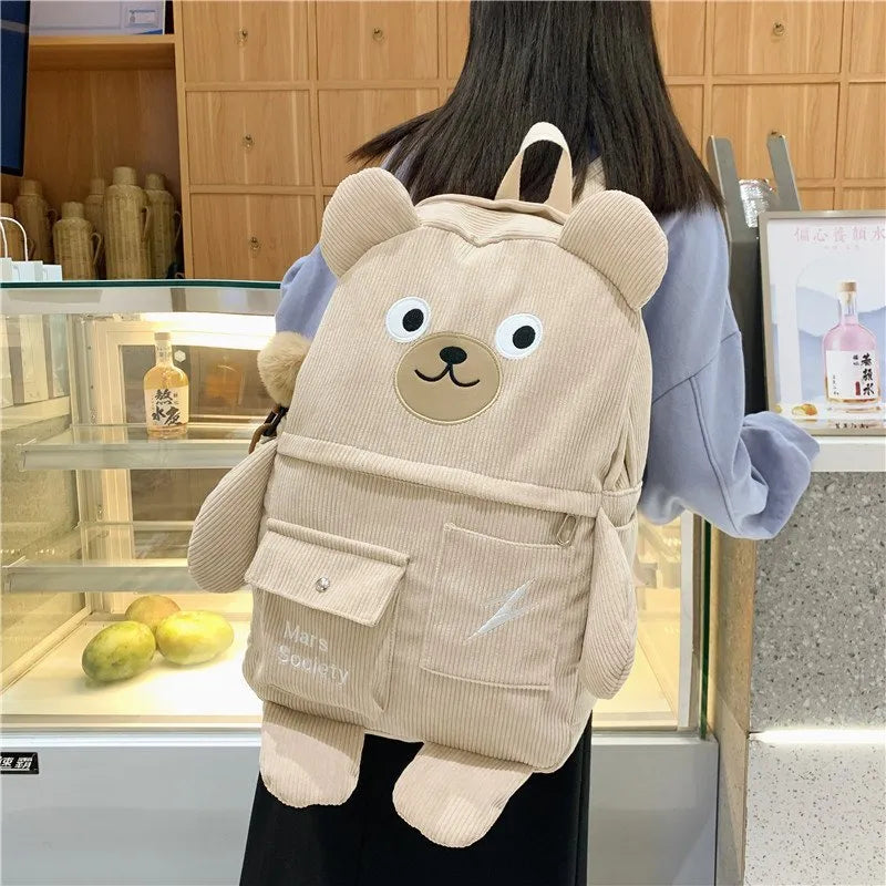 Kawaii Corduroy Bear Backpack