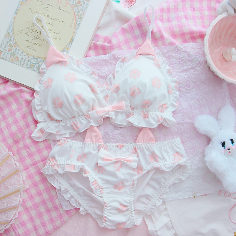 Kawaii Cat Paw & Ears Underwear Set