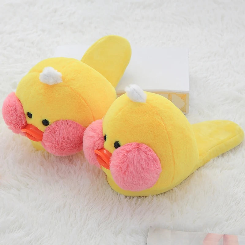 Plush Ducky Slippers in Yellow