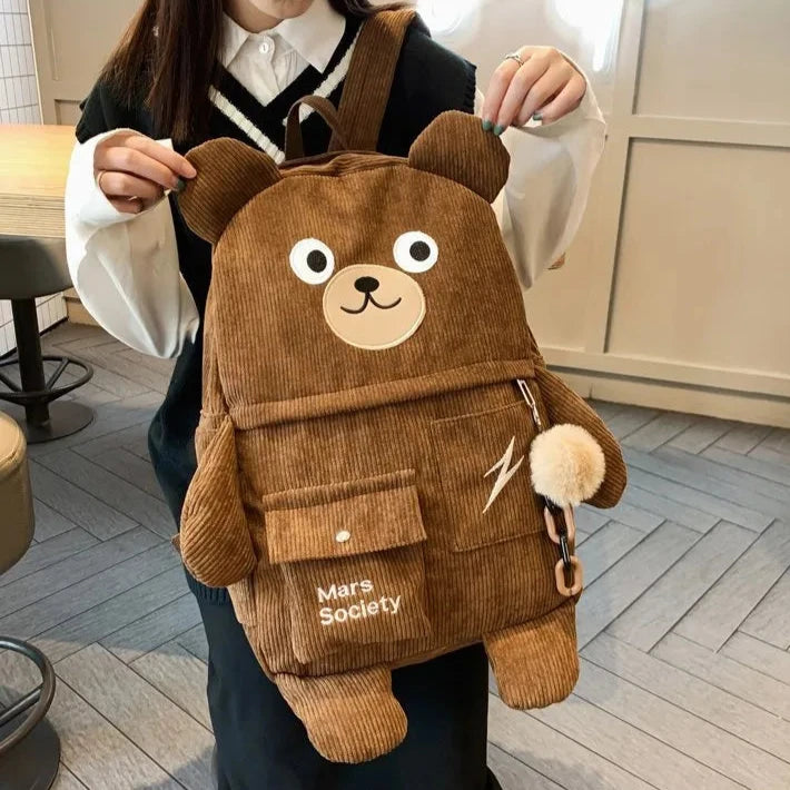 Kawaii Corduroy Bear Backpacks