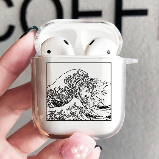 Kawaii Wave Block Print Airpods Case