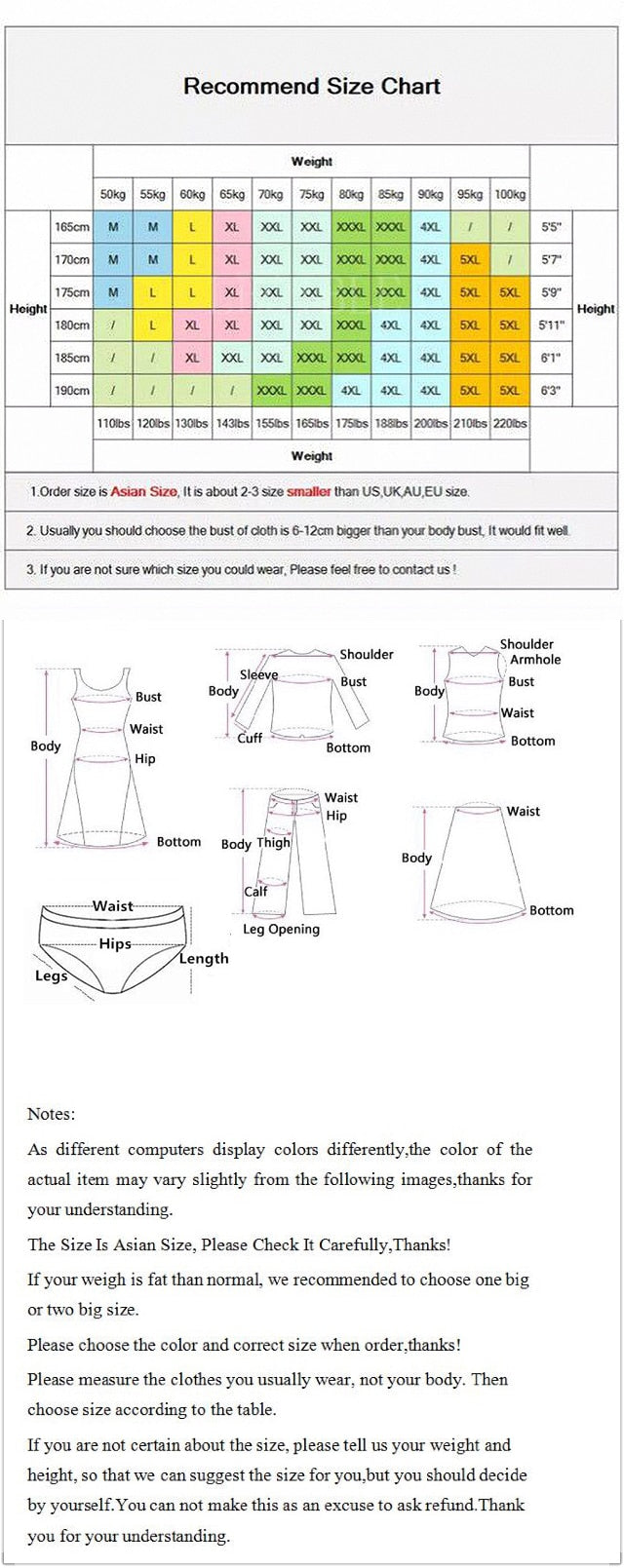 Kawaii Sweater Cardigan Hoodie Size Chart