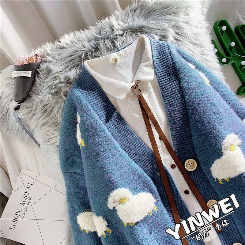 Kawaii Casual Sheep Cardigan Sweater