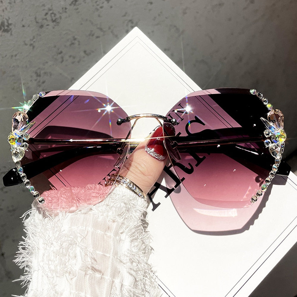 Kawaii Rhinestone Rimless Sunglasses