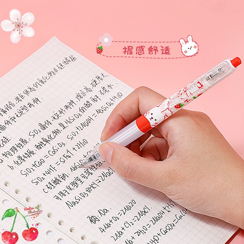 Kawaii Pink Strawberry Bunny Gel Pens