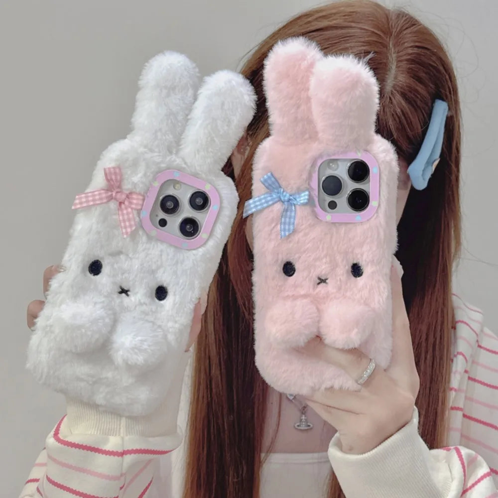 Kawaii Plush Bunny iPhone Case Pink / iPhone 16 Pro Kawaii Plush Bunny iPhone Case Pink / iPhone 16 Pro