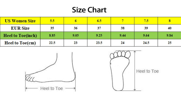 Kawaii Chunky Sole Panda Sneakers Size Chart