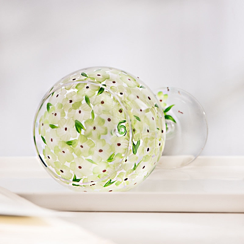 Kawaii Hand Painted Flower Glass Stemware
