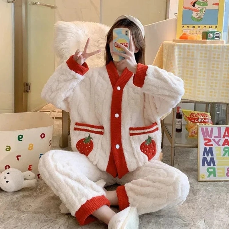 Kawaii Strawberry Winter Pajamas