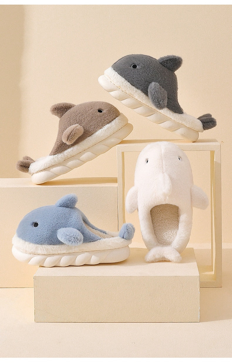 Kawaii Fluffy Shark Slippers