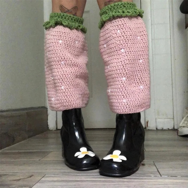 Strawberry Knit Leg Warmers