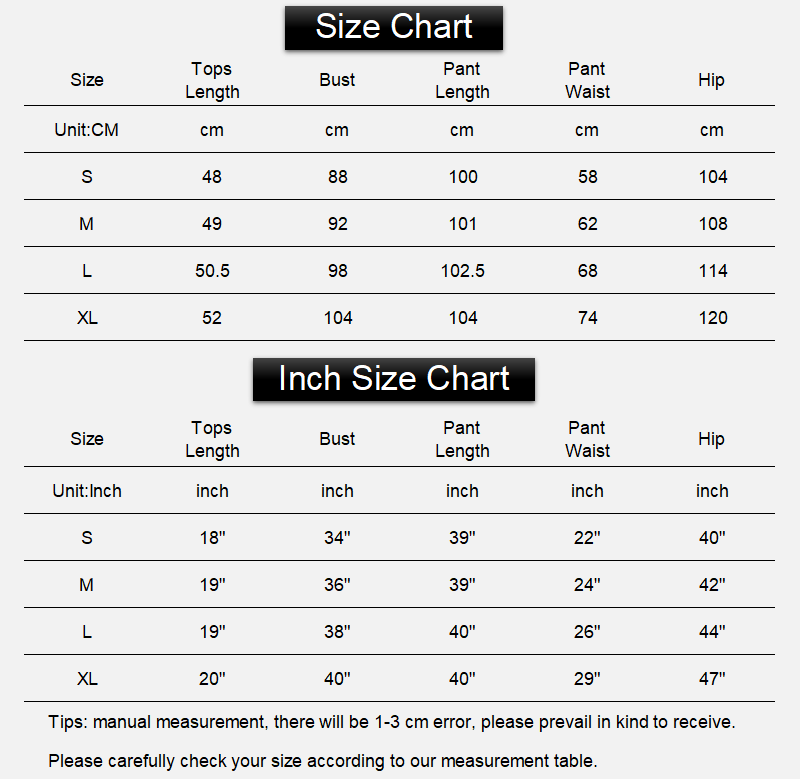 Kawaii Pink Heart Pajamas Size Chart