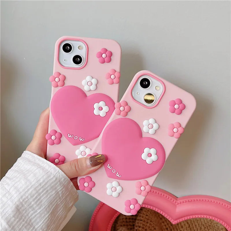 Kawaii Sakura Heart iPhone Case