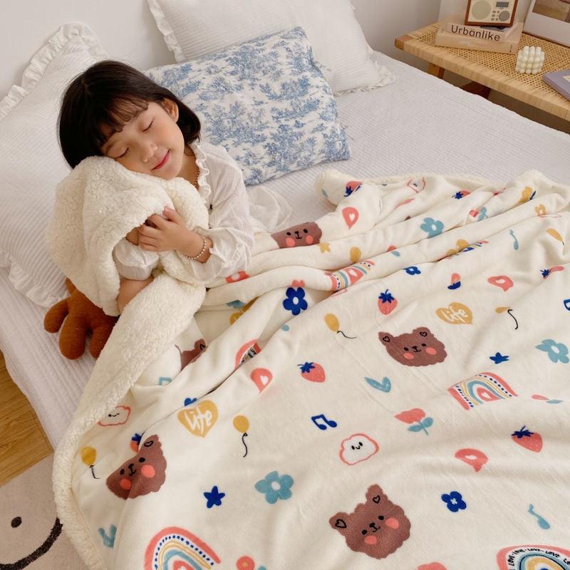 Kawaii Lamb Fleece Blanket