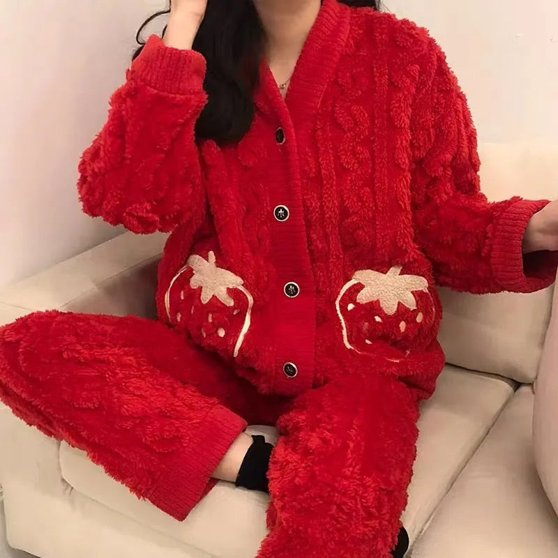 Kawaii Strawberry Winter Pajamas