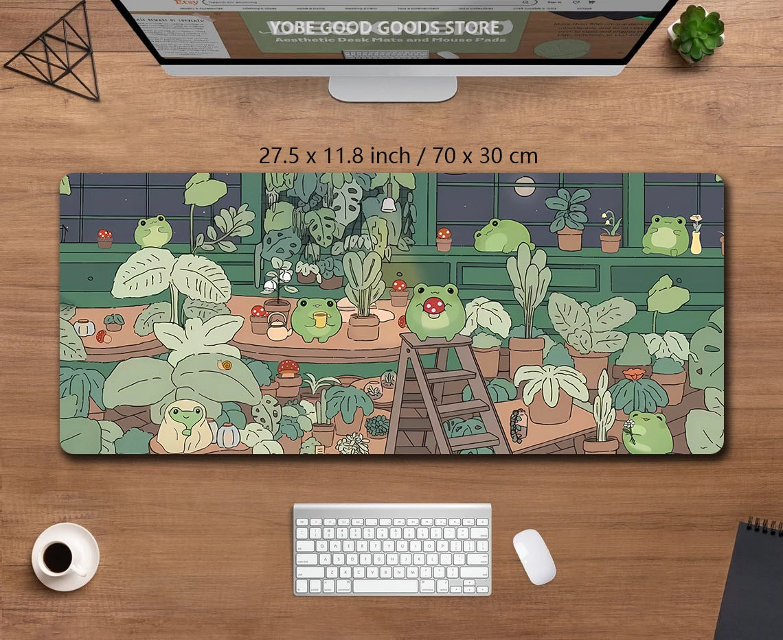 Kawaii Cute Frogs Desk Pad