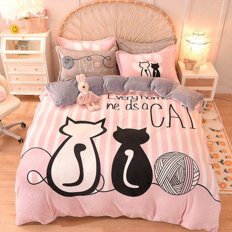 Kawaii Flannel Duvet Cover Sets