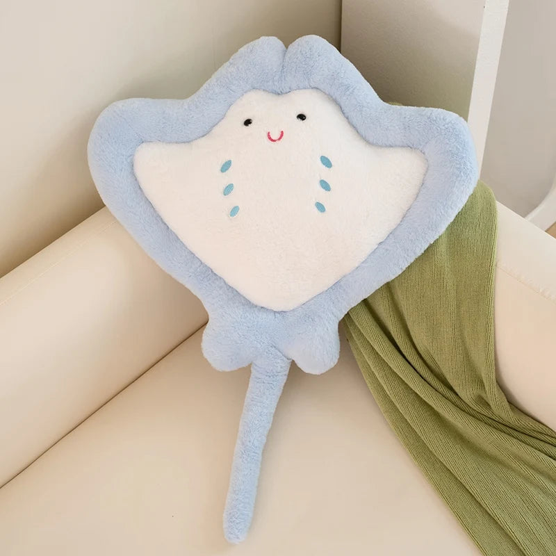 Blue Kawaii manta ray plushie
