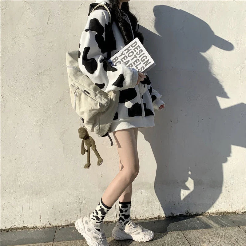 Cute Cow Pattern Print Hoodie