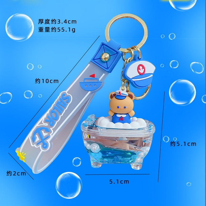 Kawaii Sailor Bunny & Bear Keychain Dimensions