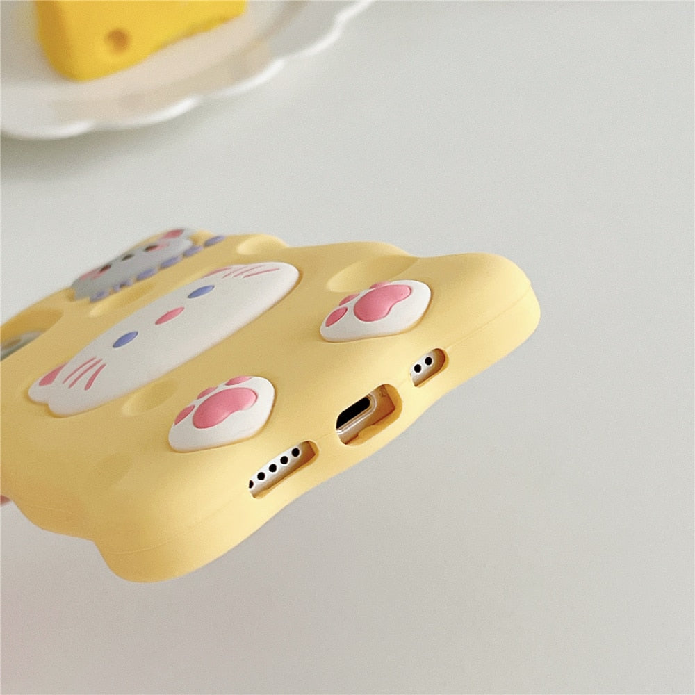 Kawaii Cheese Cat & Mouse iPhone Cover