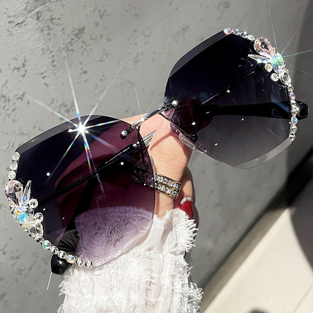 Kawaii Rhinestone Rimless Sunglasses