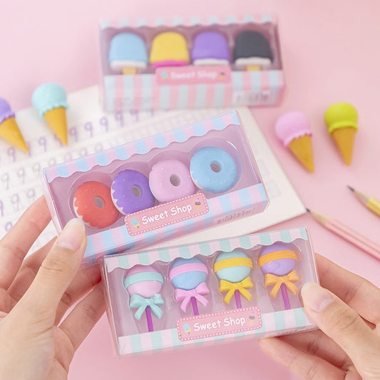 Kawaii Yummy Ice Cream Erasers Set