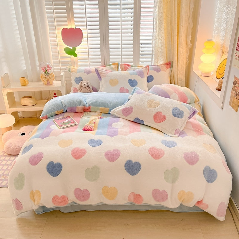 Kawaii Winter Flannel Duvet Cover