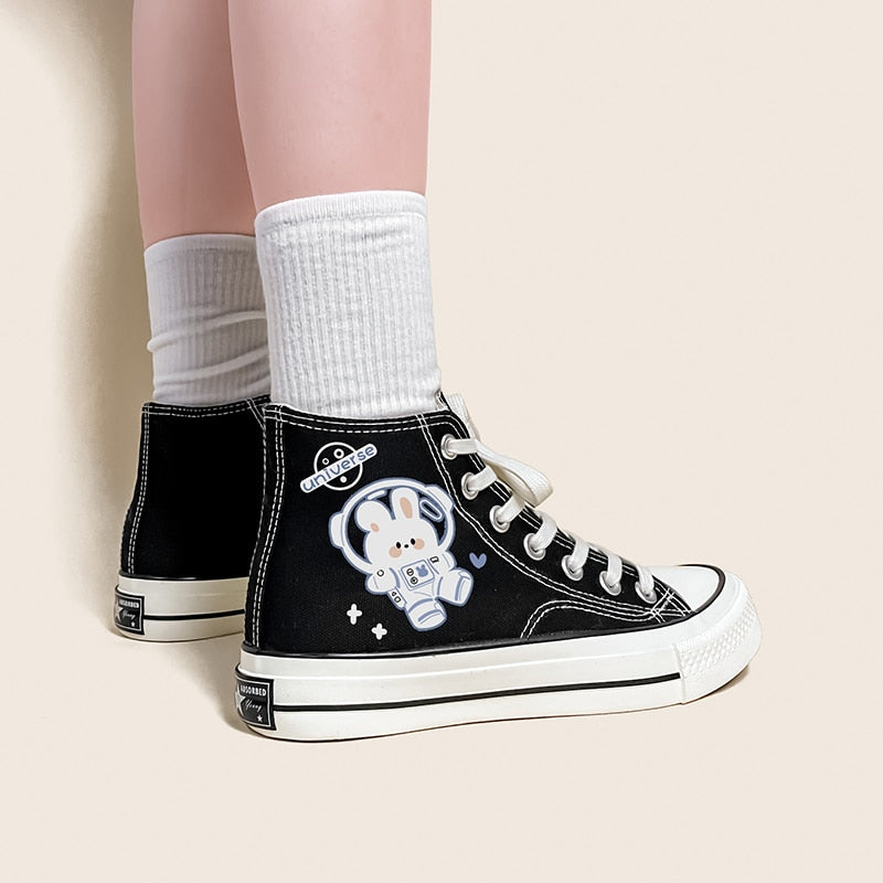 Kawaii Space Bunny Canvas Shoes