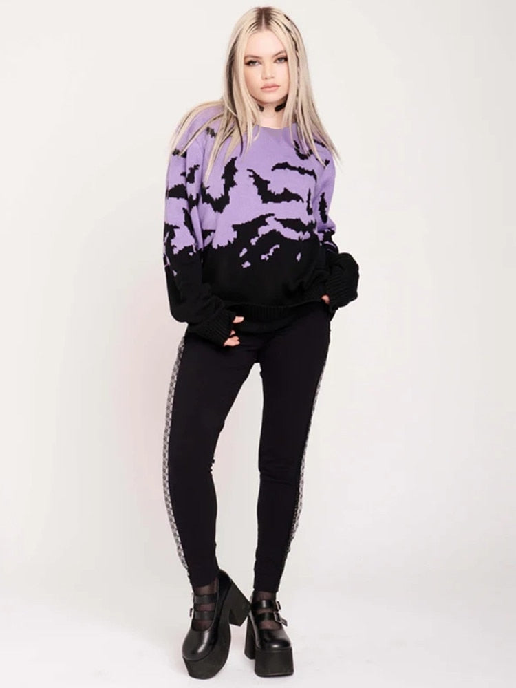 Spooky Bats Purple Sweater