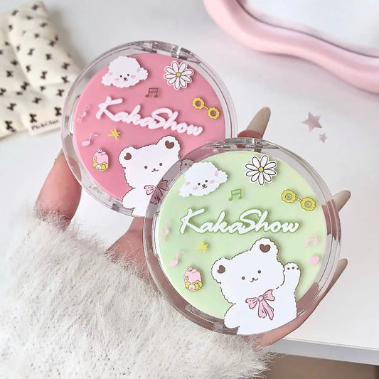 Two round, colorful cases with kawaii bear designs and 'KakaShow' branding.