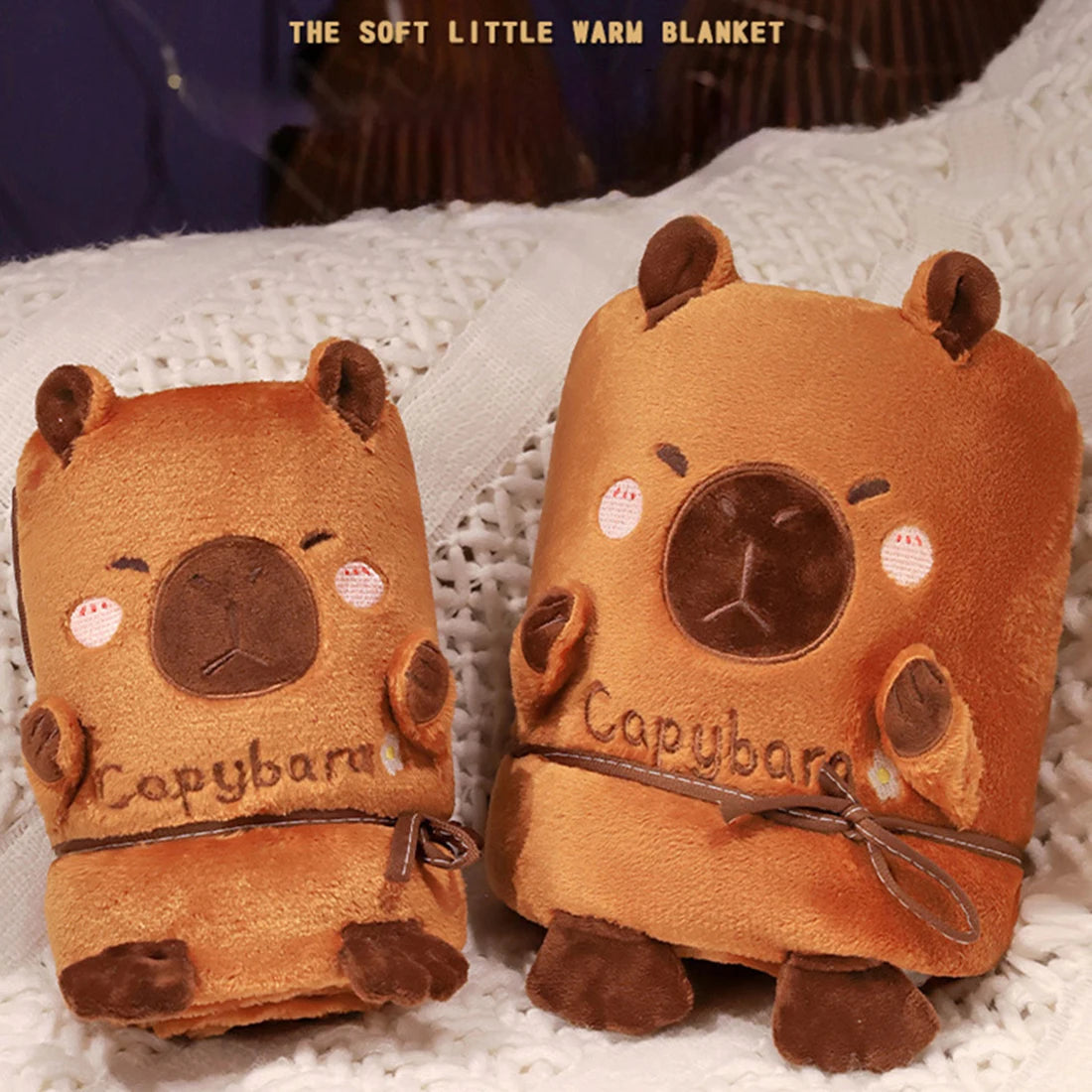 Kawaii Capybara Rolled Blanket Pillow