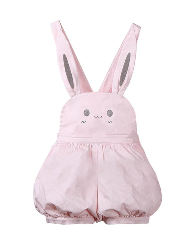 Kawaii Pink Bunny Overalls Shorts
