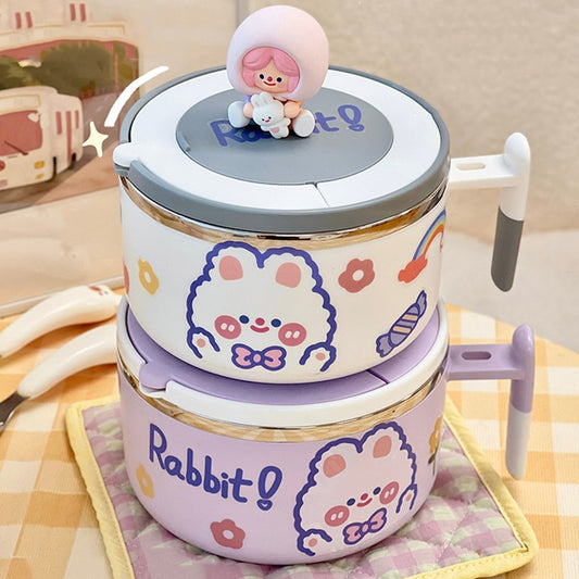 Kawaii Bunny Ramen Bowl With Lid