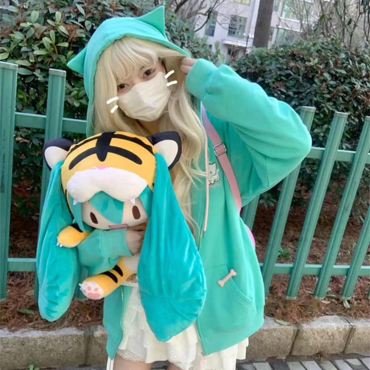 Kawaii Turquoise Angel Cat Hoodie